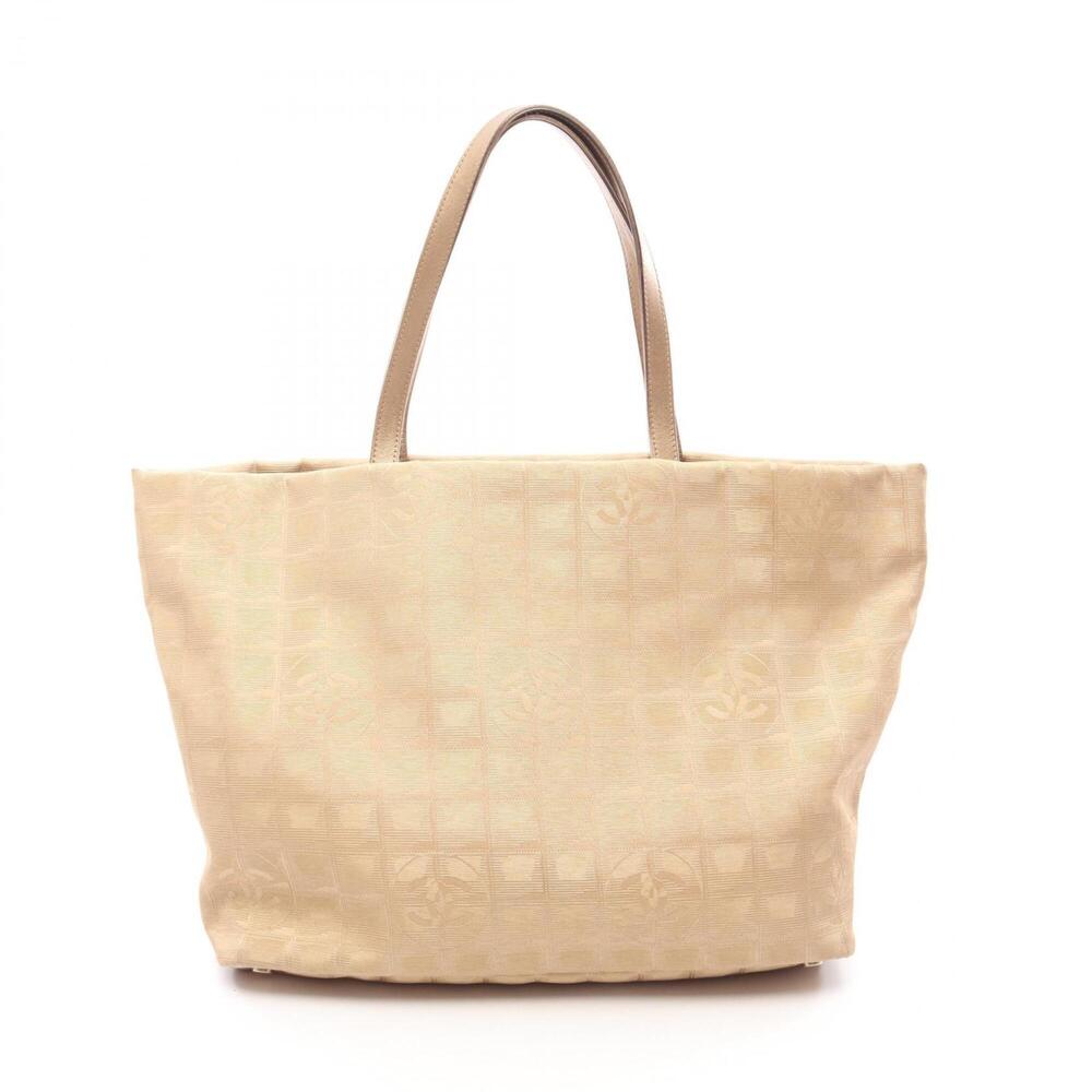 Chanel New Travel Line Large Tote Bag Handbag Leather Nylon Canvas Women's Go...